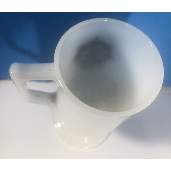 The Boston Half Shell -vintage White Milk Glass Pedestal D Handle Mug - Picture 3 of 3